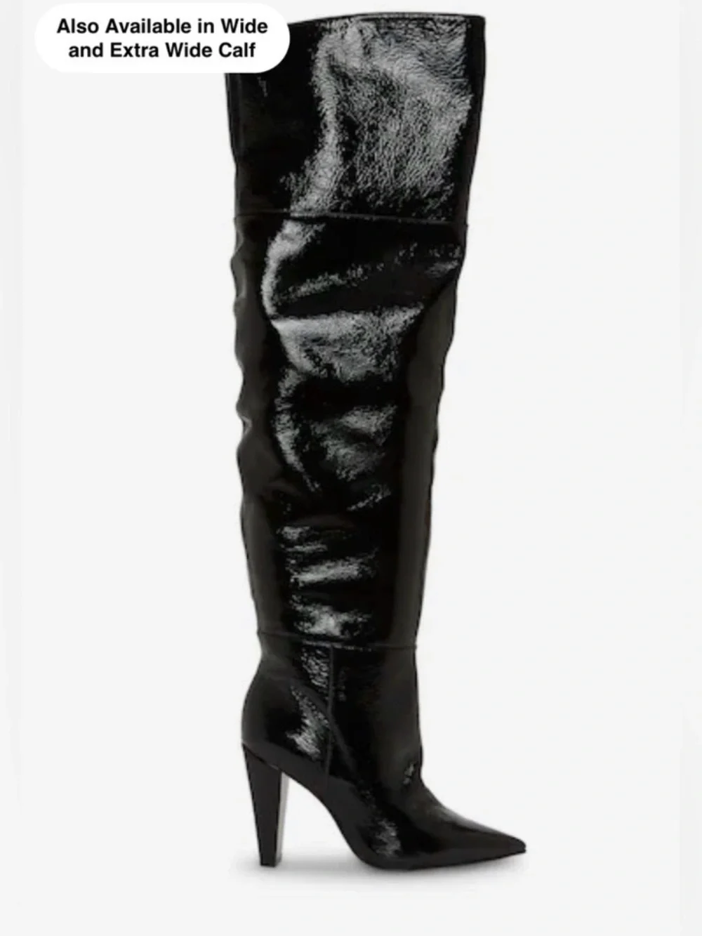 Vince Camuto Black Patent leather over-the-knee extra wide Pointed Toe Boot